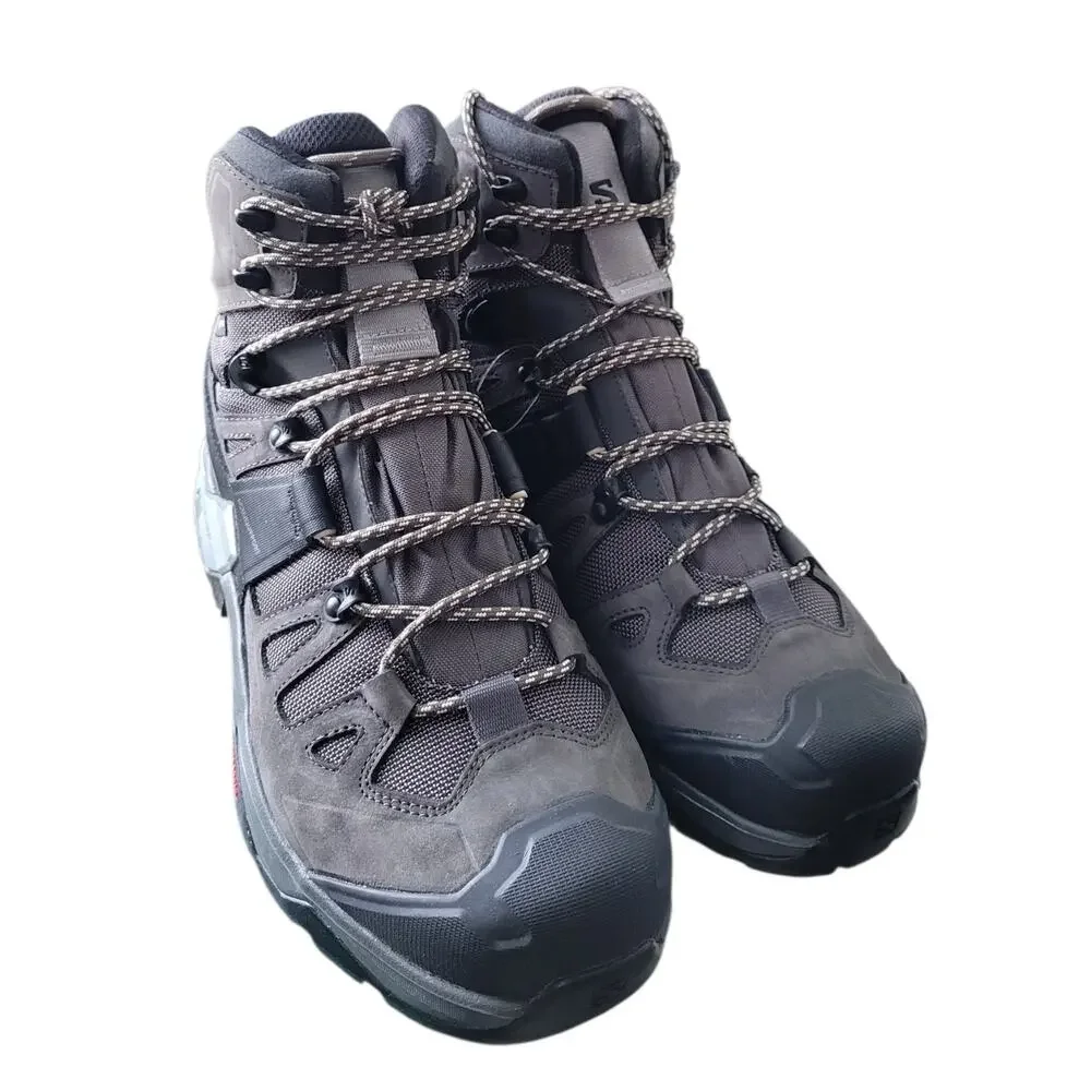 Salomon Quest 4 GTX Women's Hiking Boots, Magnet/Black/Sun Kiss, US 10.5